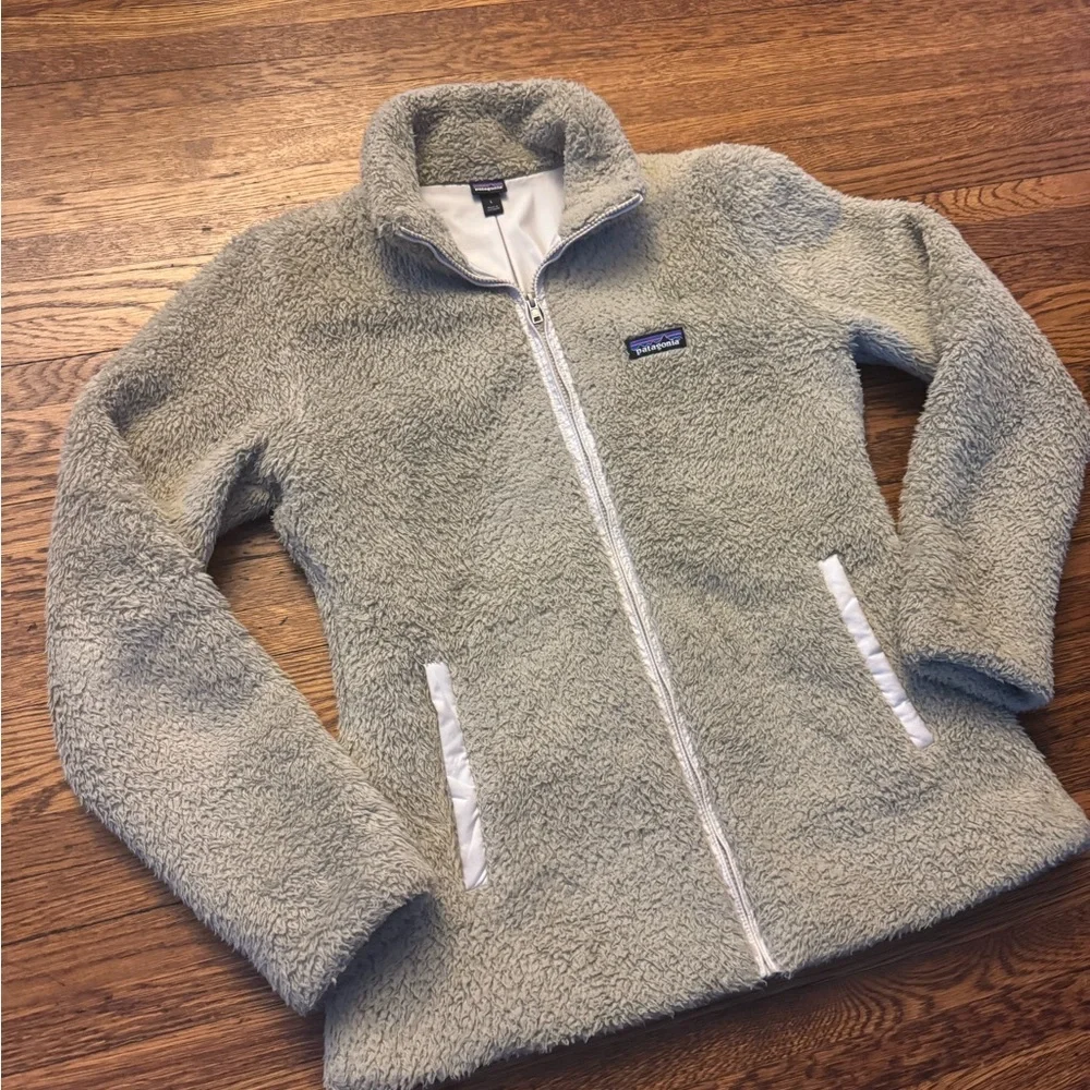 #688 Patagonia Los Gatos Fleece Jacket Women's LARGE 16 High Pile Boa Beige - Picture 8 of 12